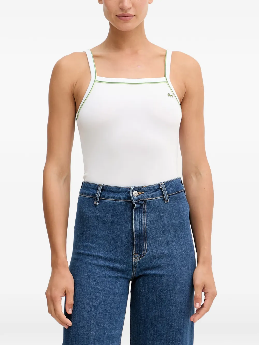 Lacoste Piped-trim Logo-patch Camisole In White