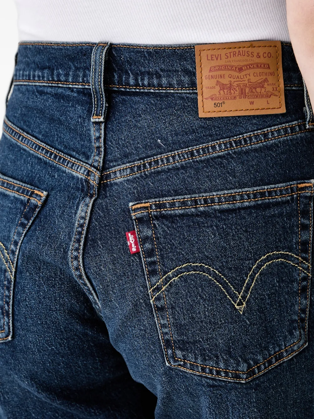 Levi's 501 logo-patch denim shorts Blauw