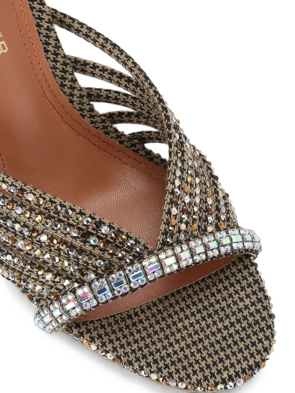 Kurt Geiger London crystal-embellished houndstooth sandals Bruin