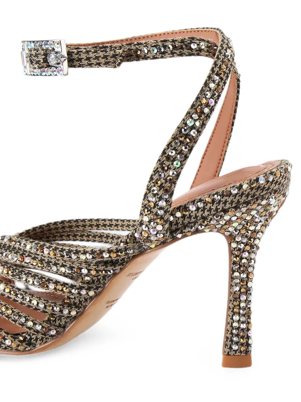 Kurt Geiger London crystal-embellished houndstooth sandals Bruin
