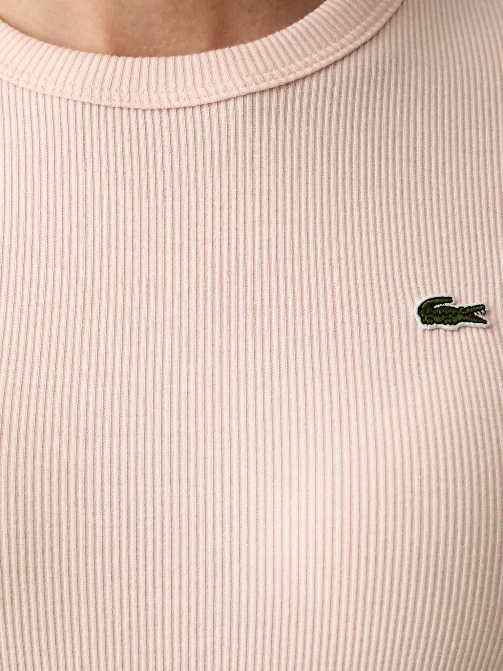 Lacoste Geribbeld T-shirt met logopatch Roze
