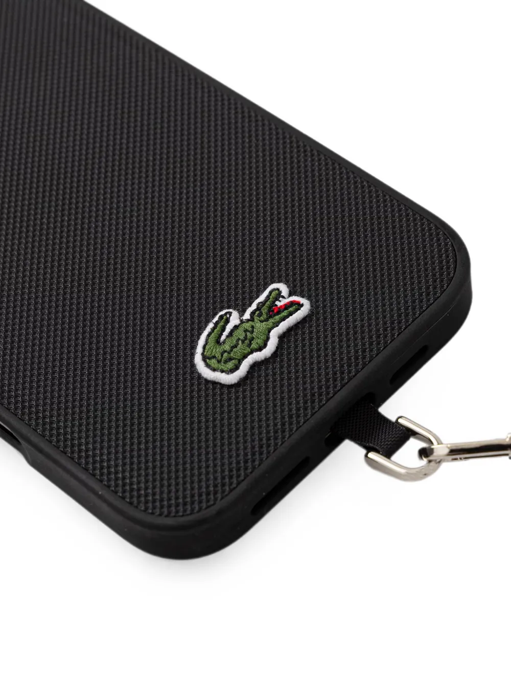 Lacoste logo-patch lanyard iPhone 16 case Zwart