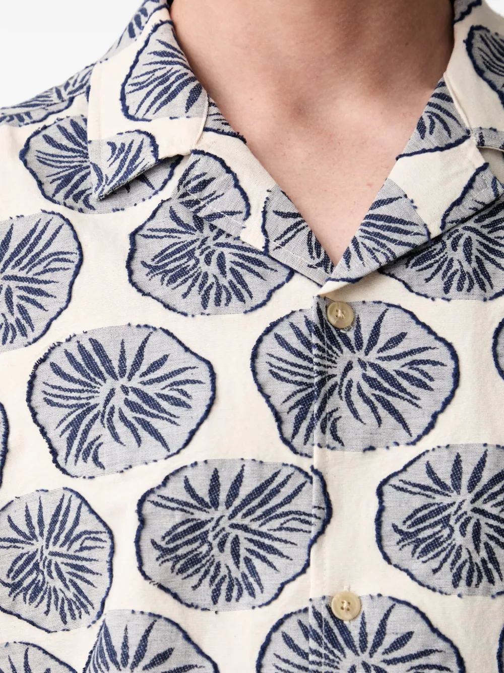 Les Deux Dahlia overhemd met korte mouwen en bloemen-patroon Beige
