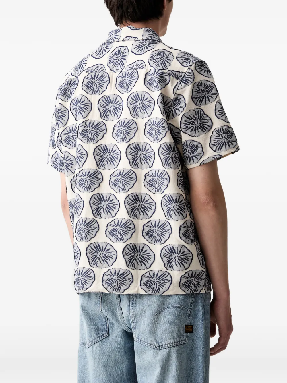 Les Deux Dahlia overhemd met korte mouwen en bloemen-patroon Beige