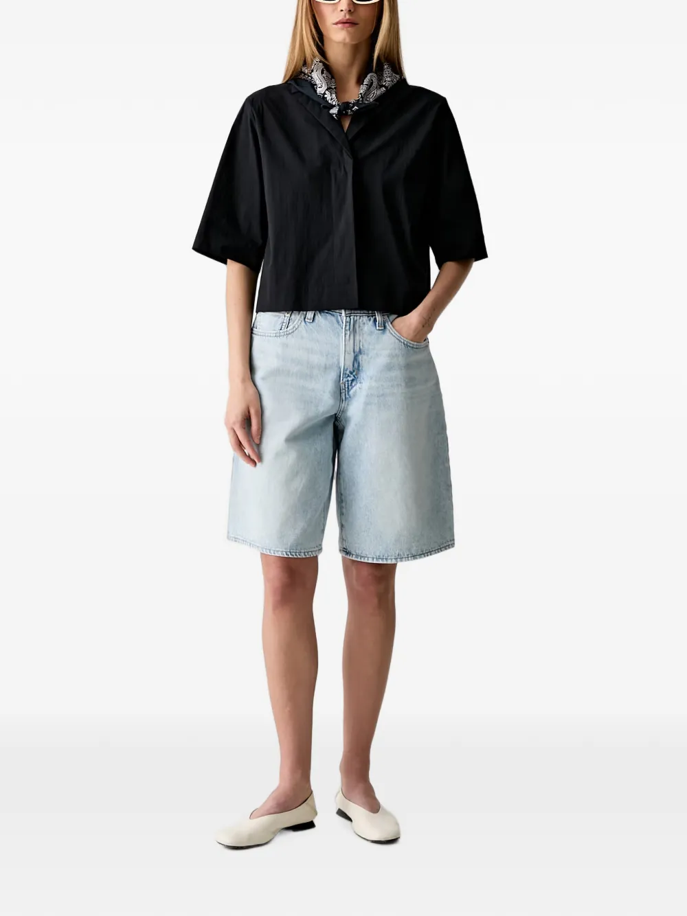 Levi's Middy faded-effect denim shorts Blauw