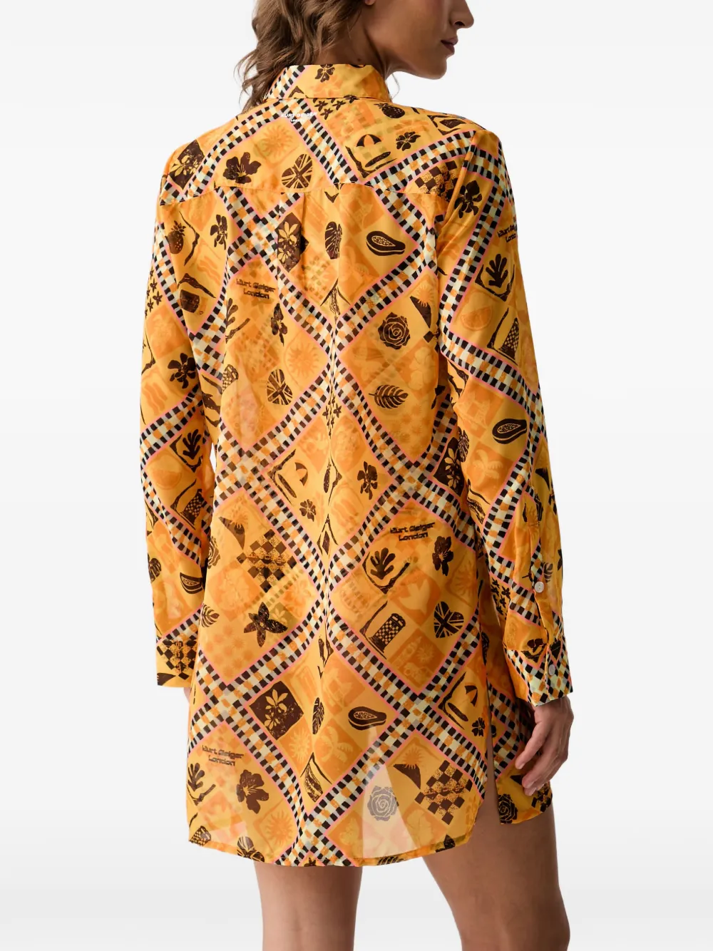Kurt Geiger London Resort grafische print mini-blousejurk met knopen Oranje