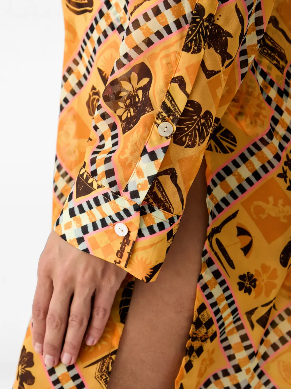 Kurt Geiger London Resort grafische print mini-blousejurk met knopen Oranje