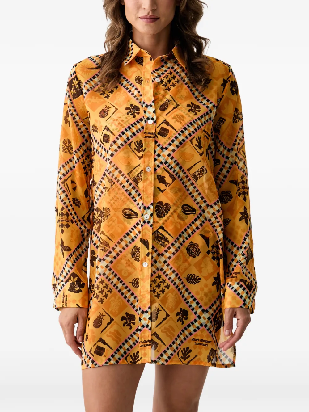 Kurt Geiger London Resort graphic-print button-up mini shirt dress