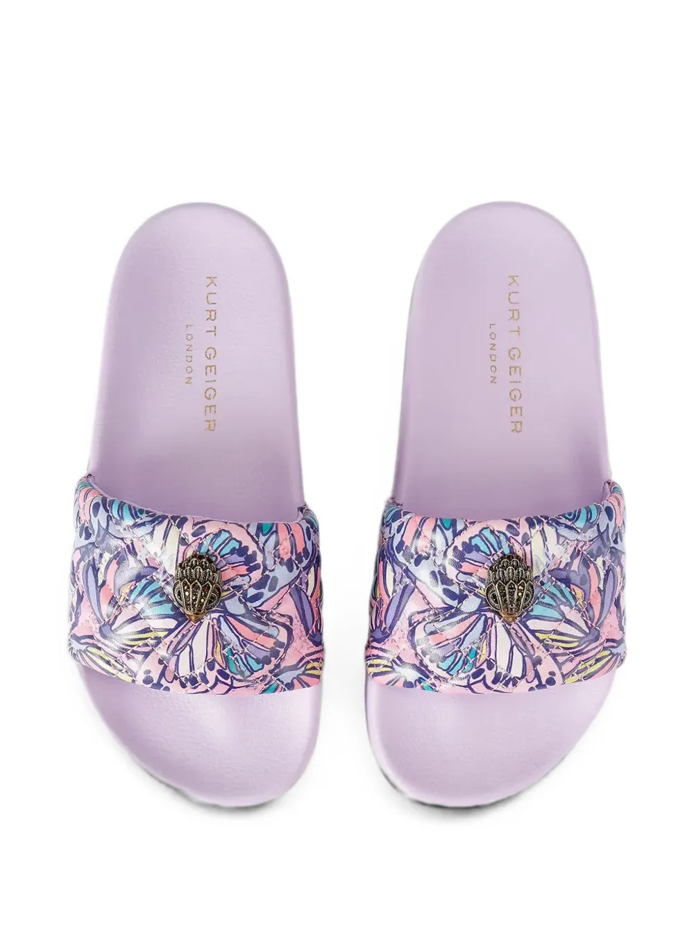 Kurt Geiger London Meena Eagle quilted butterfly-print slides Paars