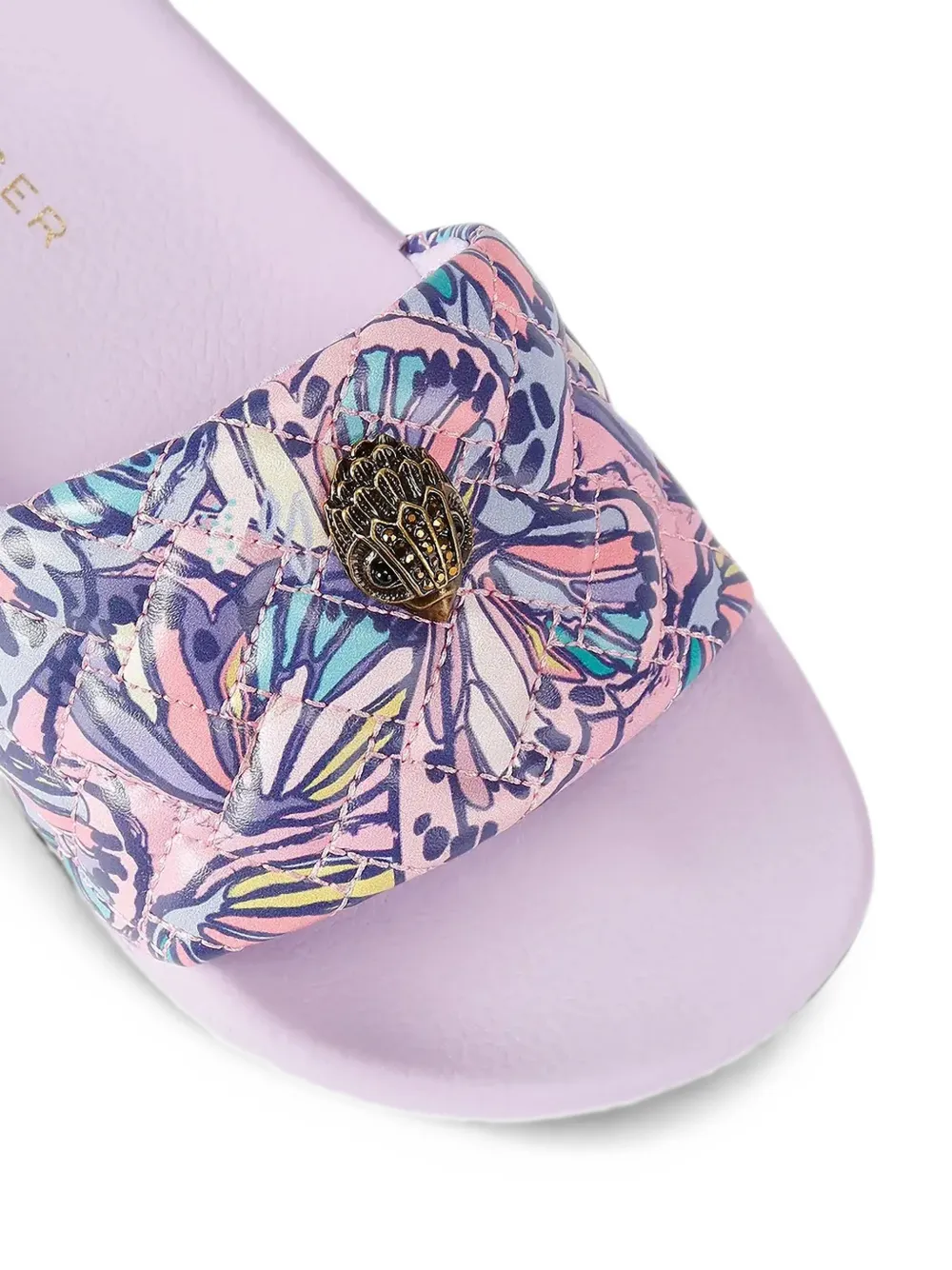 Kurt Geiger London Meena Eagle quilted butterfly-print slides Paars