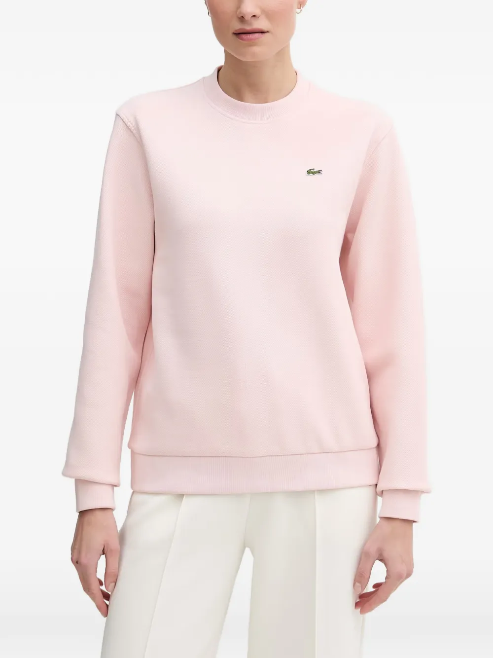 Lacoste logo-patch ribbed-trim sweater - Rosa