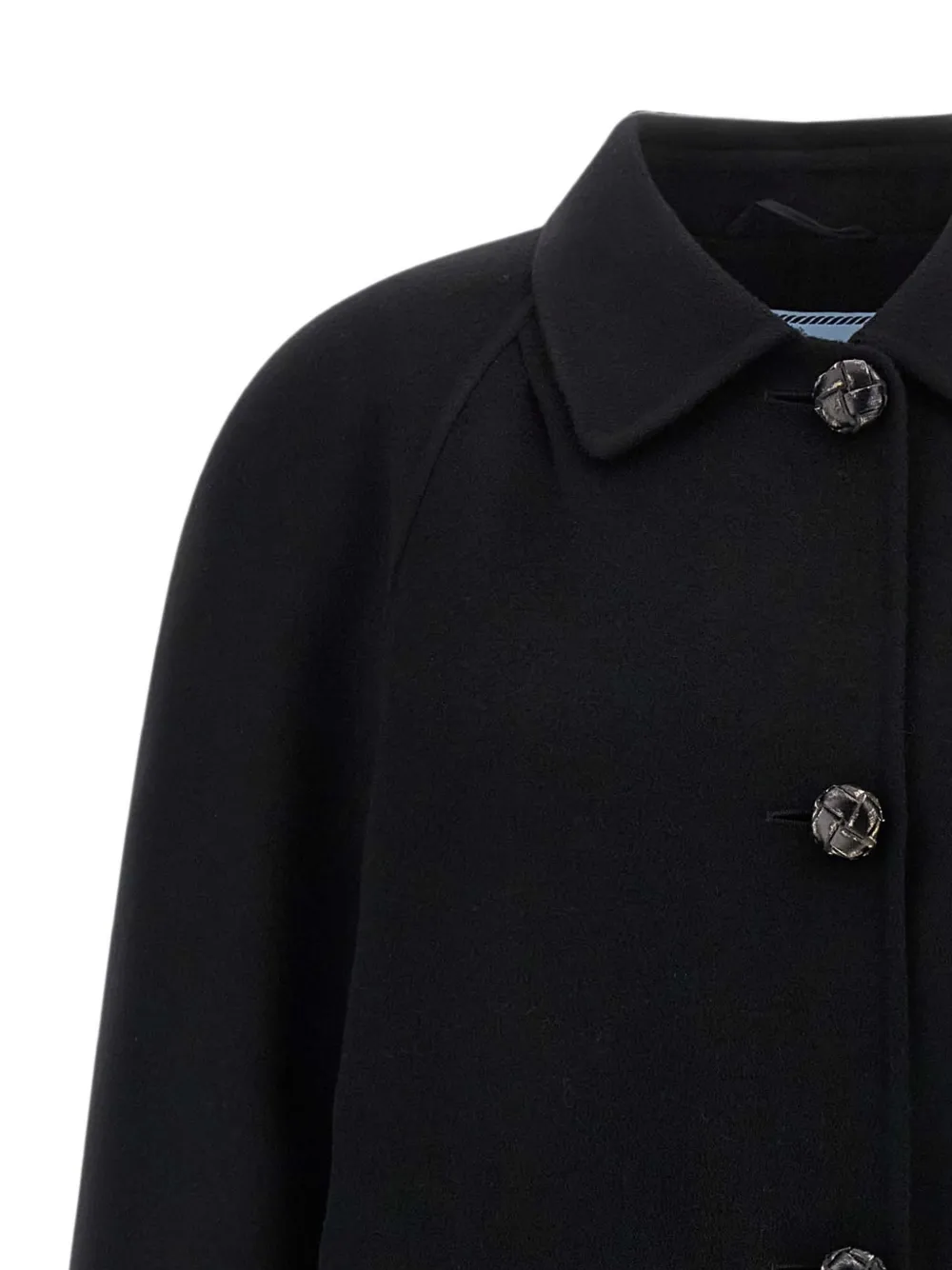Prada Kasjmier en wollen jas met enkele rij knopen Zwart