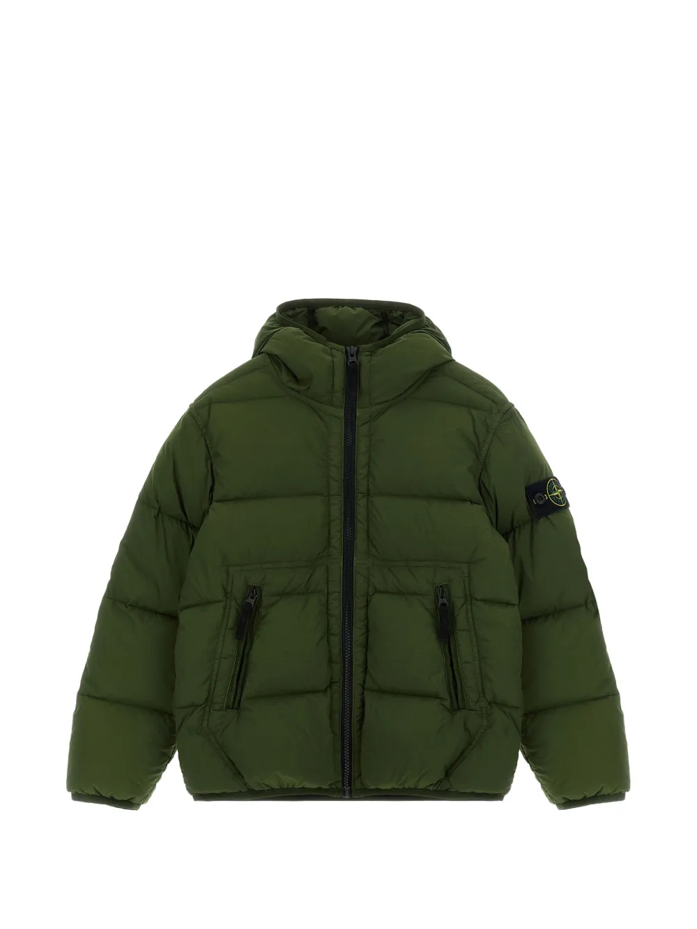 Stone Island Junior Badge logo quilted jacket - Verde