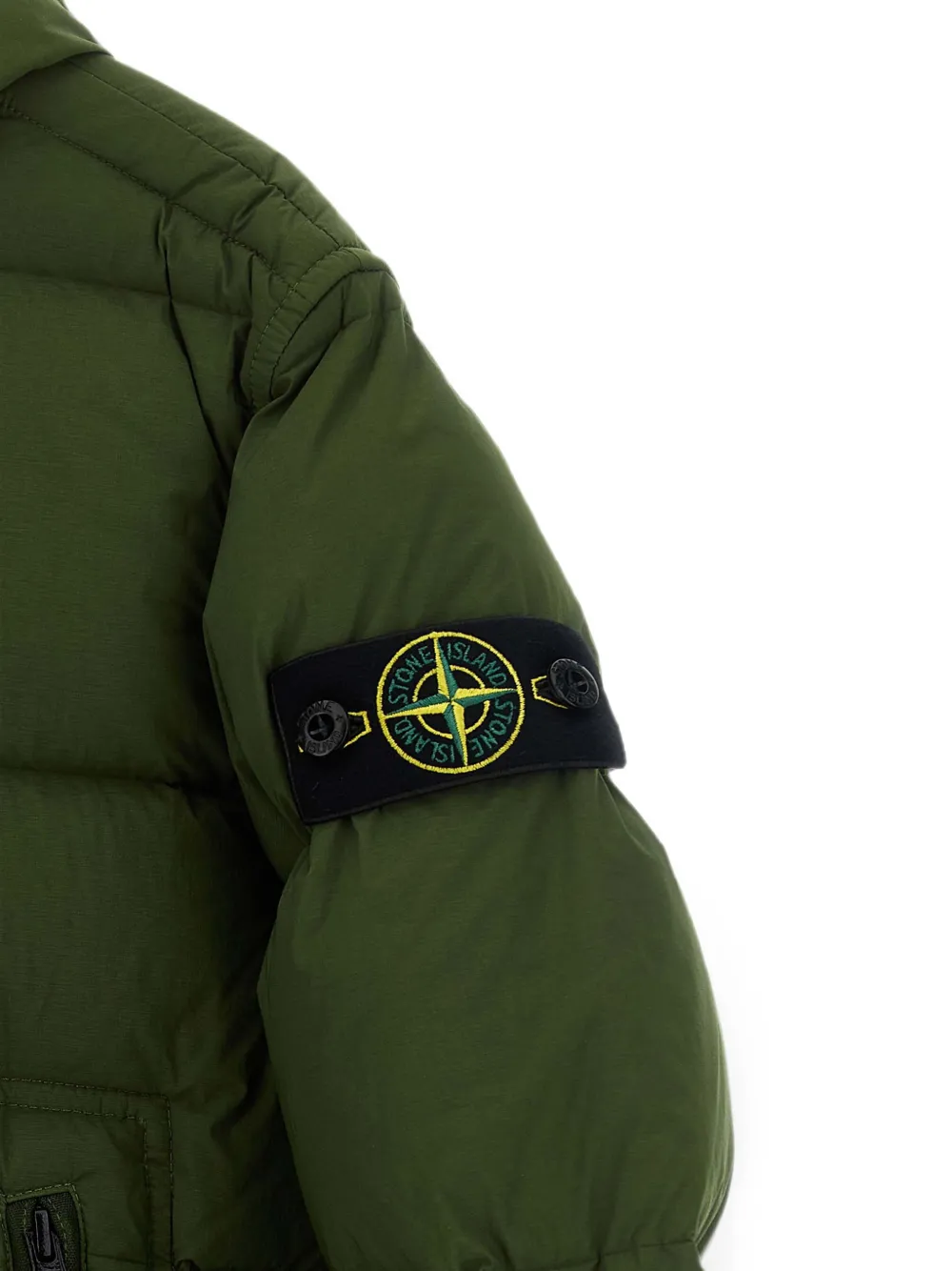 Stone Island Junior Badge gewatteerd jack met logo Groen