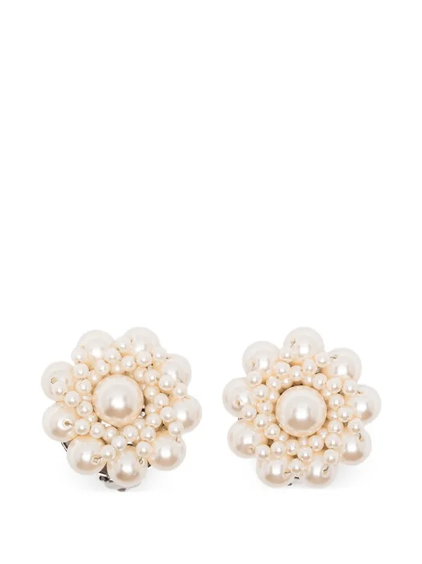 Alessandra Rich Floral Earrings in Neutrals