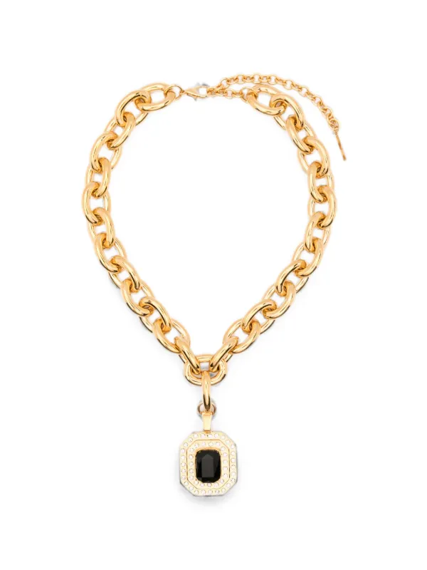 Alessandra Rich Crystal-embellished Curb-link Necklace in Gold