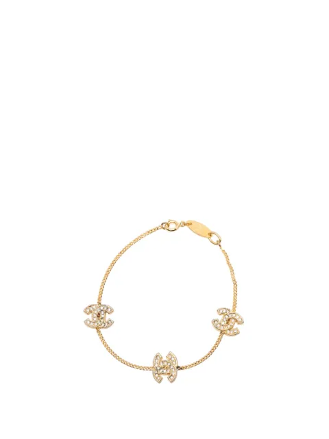 CHANEL Pre-Owned 1982 CC Gold Plated Strass Charm Bracelet costume bracelet