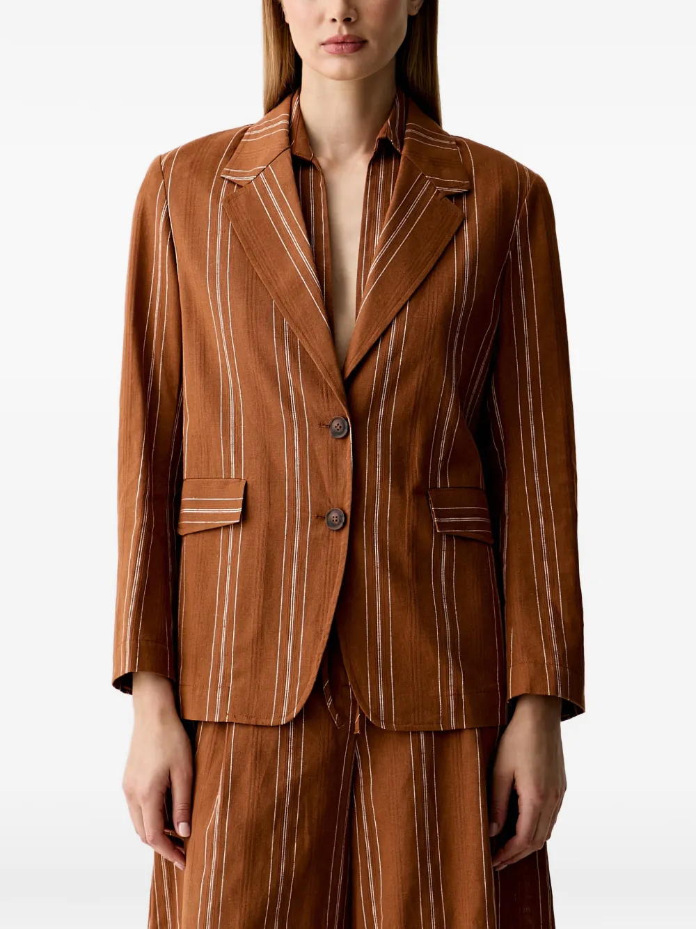 Benetton pinstripe-pattern notched-lapel blazer