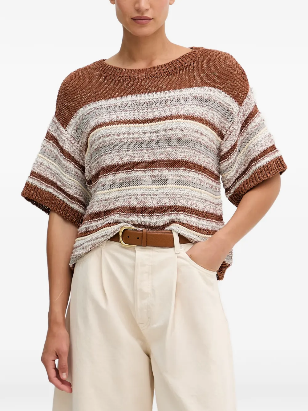 Benetton Maglione a righe - Marrone