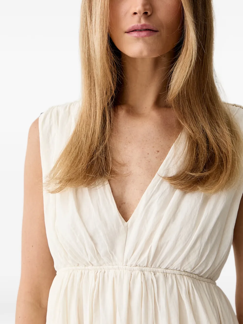 VICOLO Gelaagde mini-jurk met gevlochten detail Beige