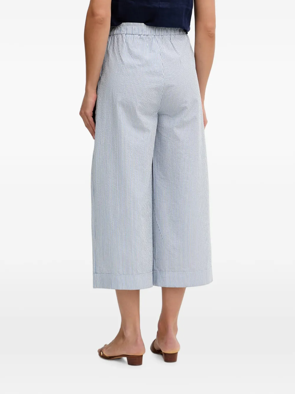 Benetton Gestreepte cropped broek met wijde pijpen Blauw