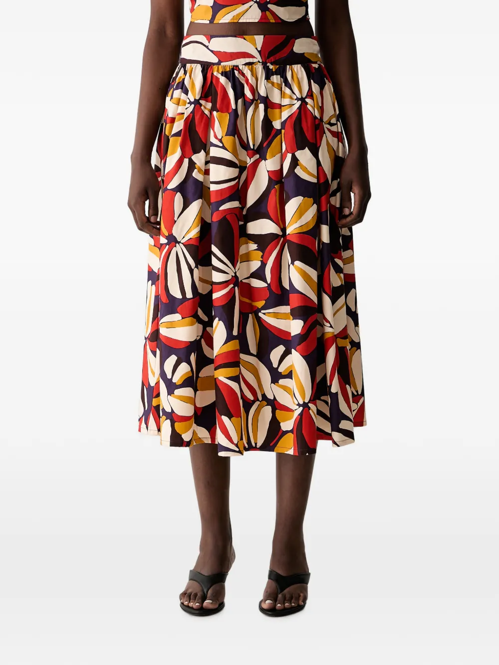 Benetton floral-print pleated midi skirt - Violett