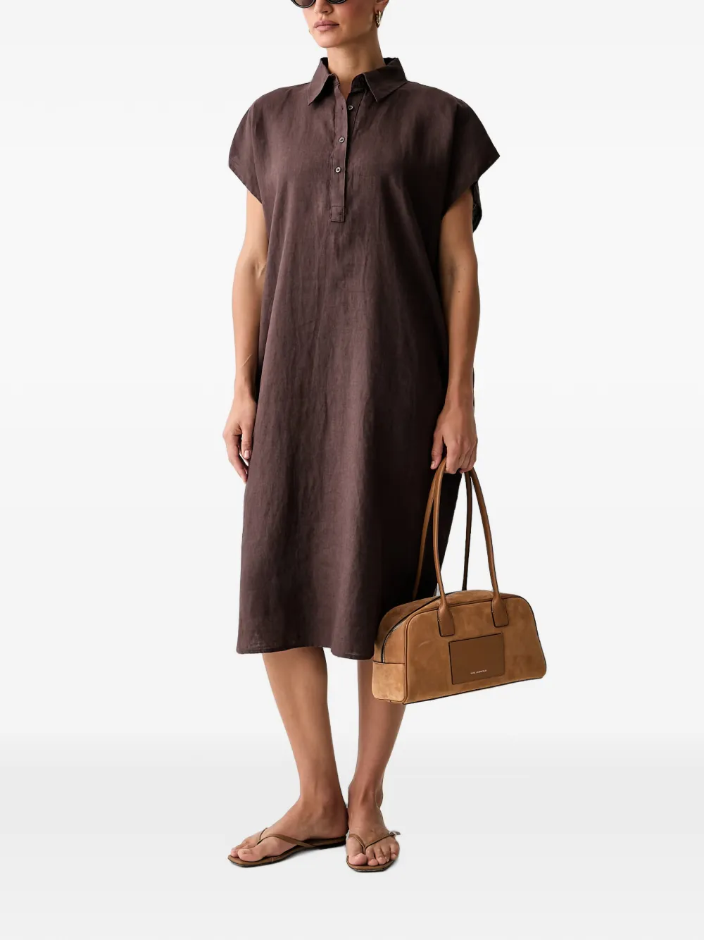 Benetton robe-chemise mi-longue boutonnée - Marron Benetton robe-chemise mi-longue boutonnée - Marron