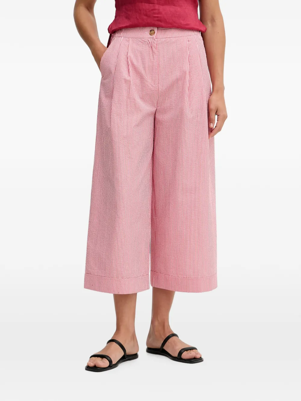 Benetton striped-pattern wide-leg cropped trousers - Rot