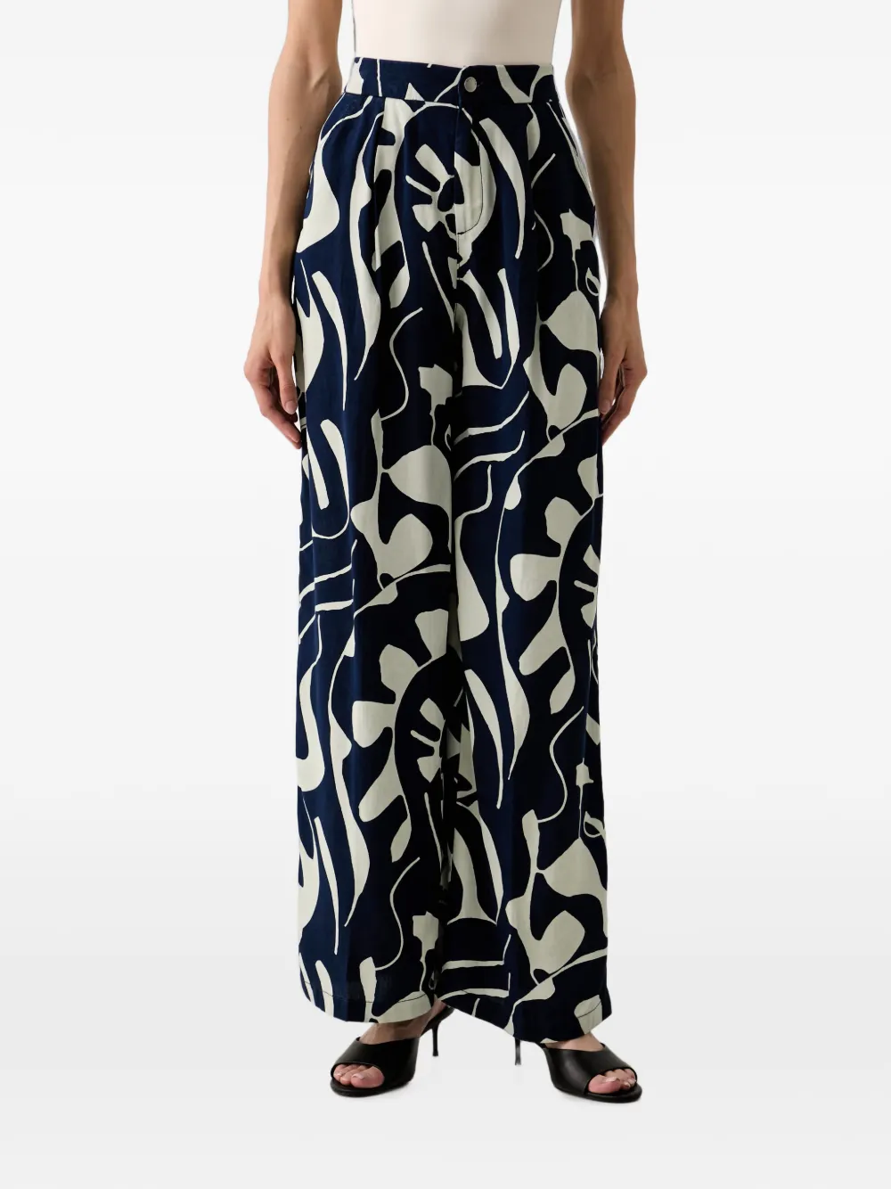 Benetton abstract-print wide-leg trousers