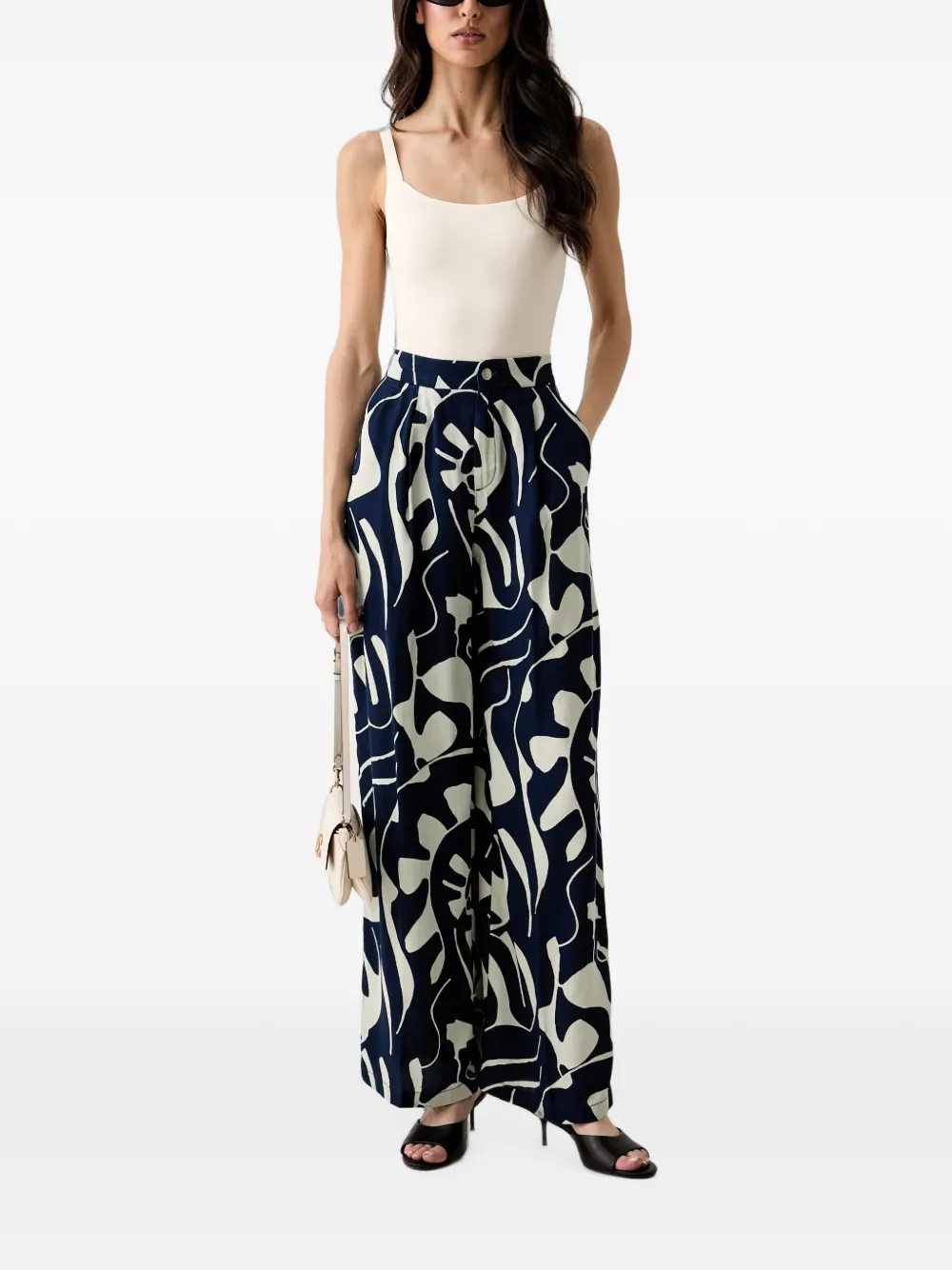 Benetton Broek met wijde pijpen Blauw