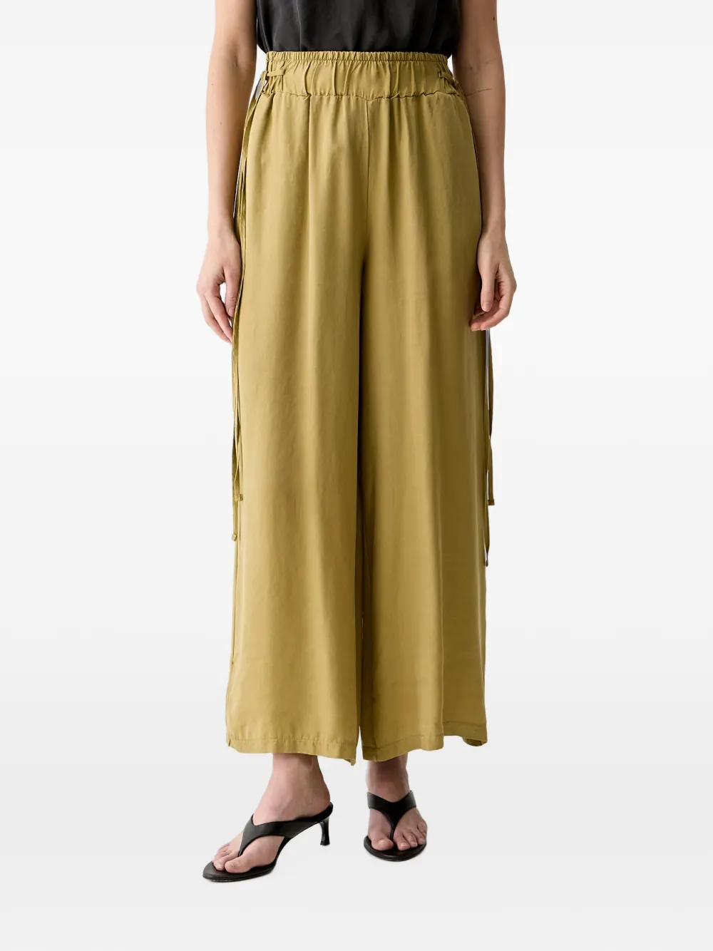 VICOLO elasticated-waistband wide-leg palazzo pants - Verde