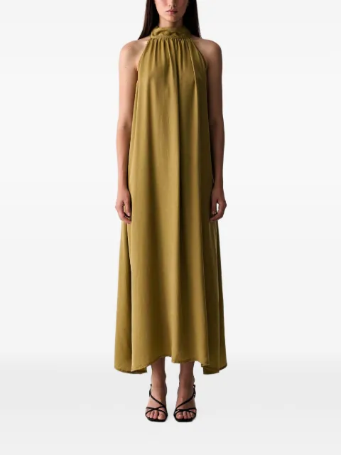 VICOLO halterneck pleated maxi dress