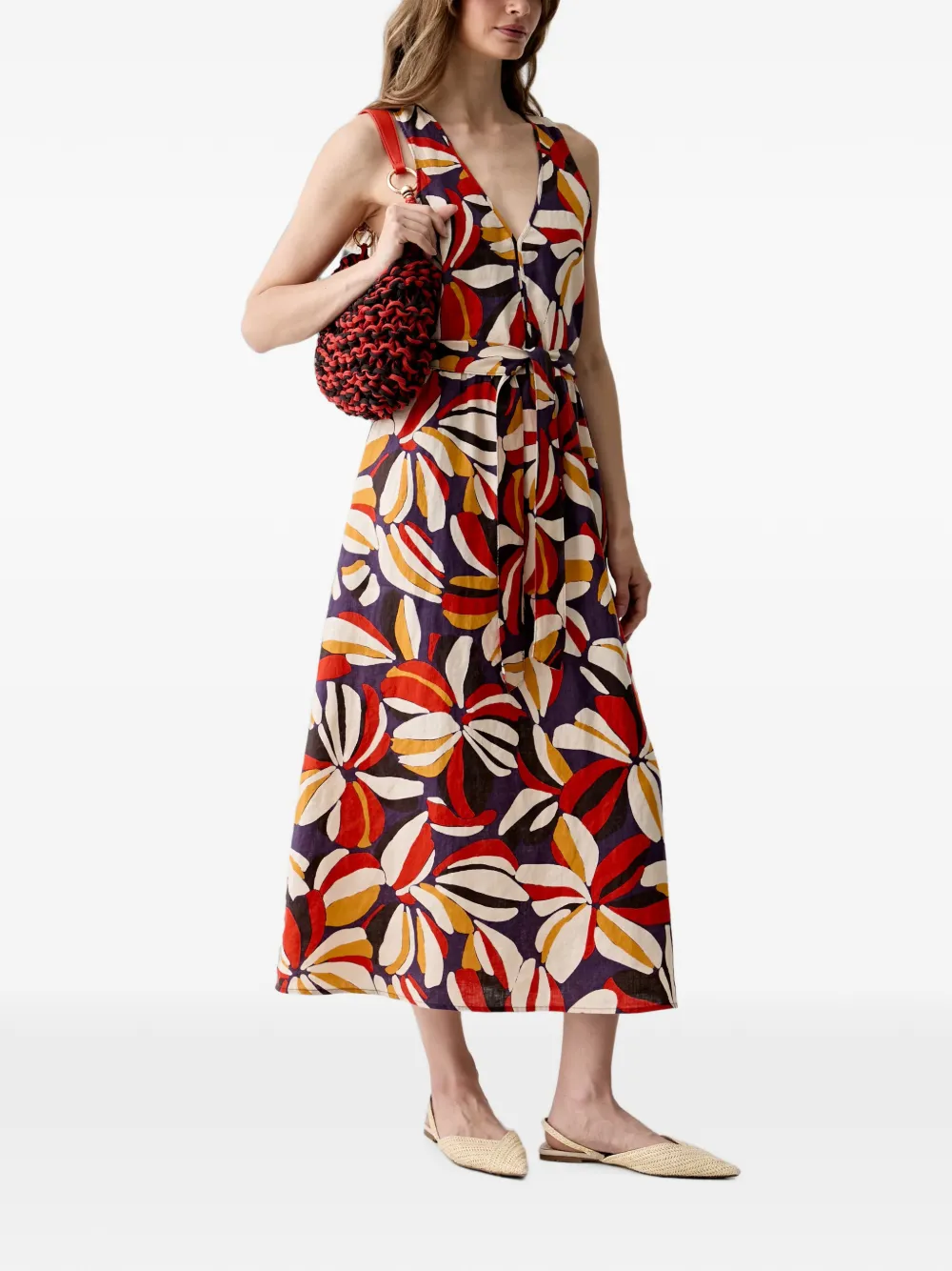 Benetton Maxi-jurk met bloemenprint Paars
