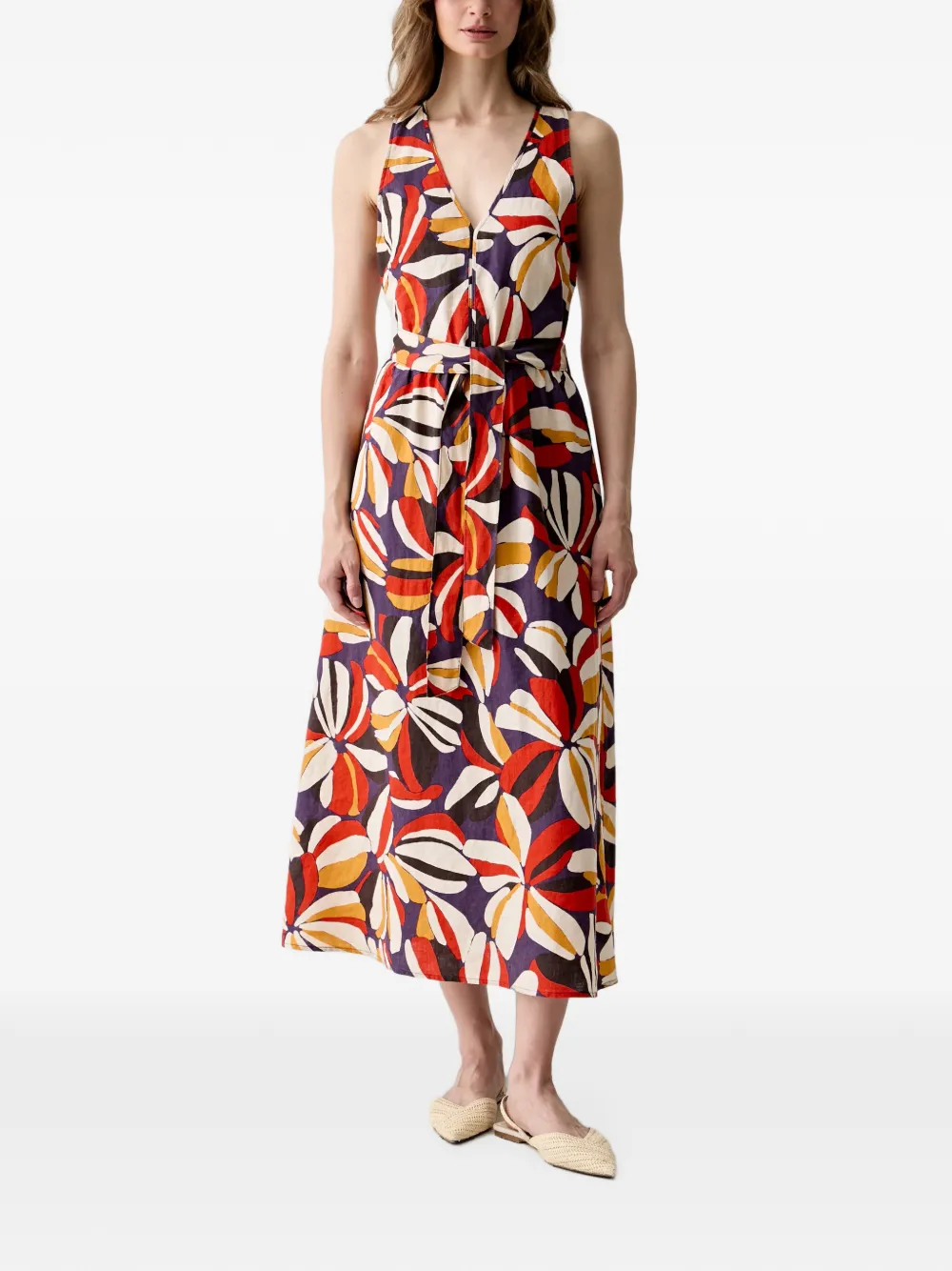Benetton floral-print belted maxi dress - Violett