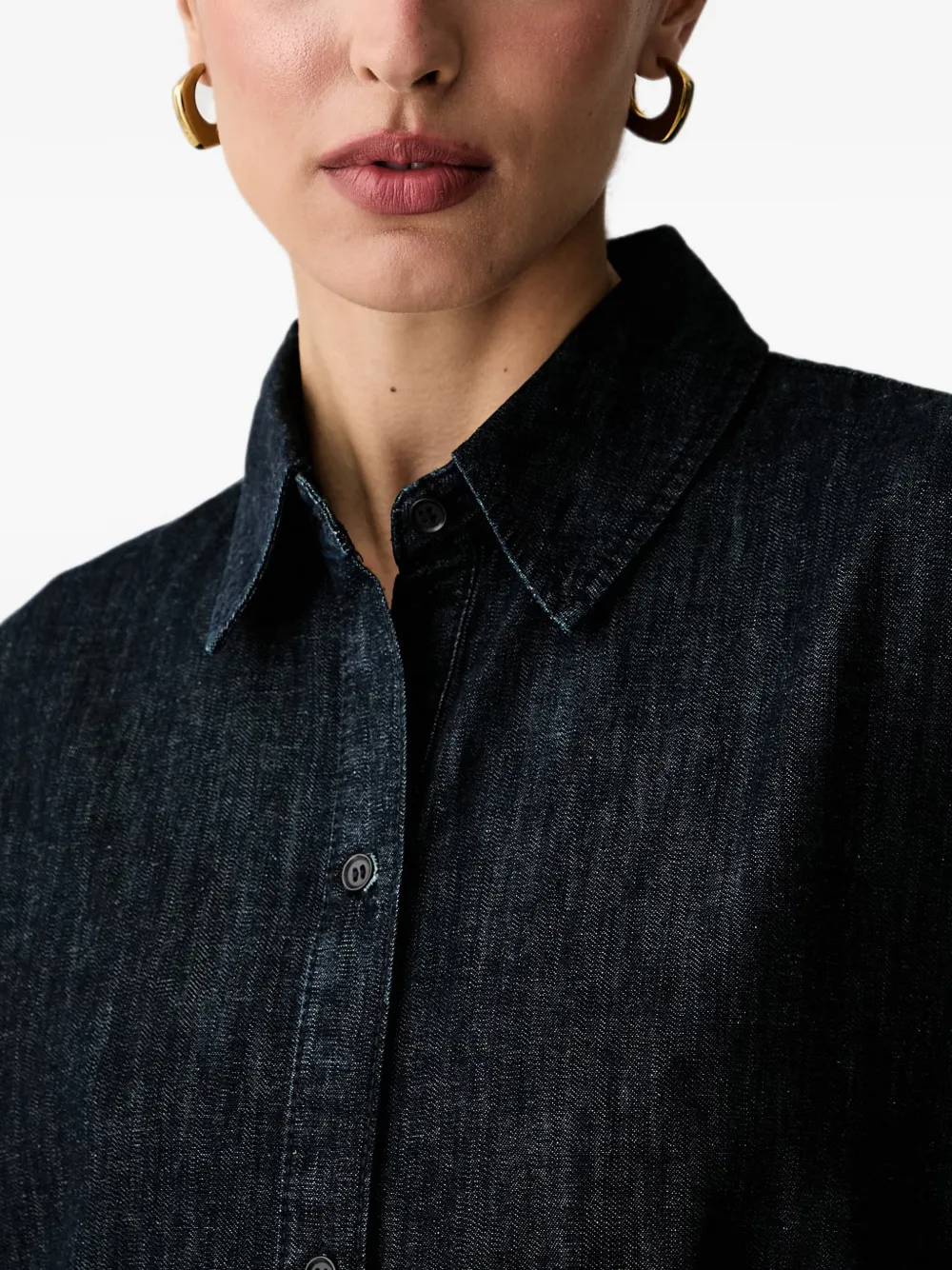 Benetton Denim midi-jurk met korte mouwen en knopen Blauw
