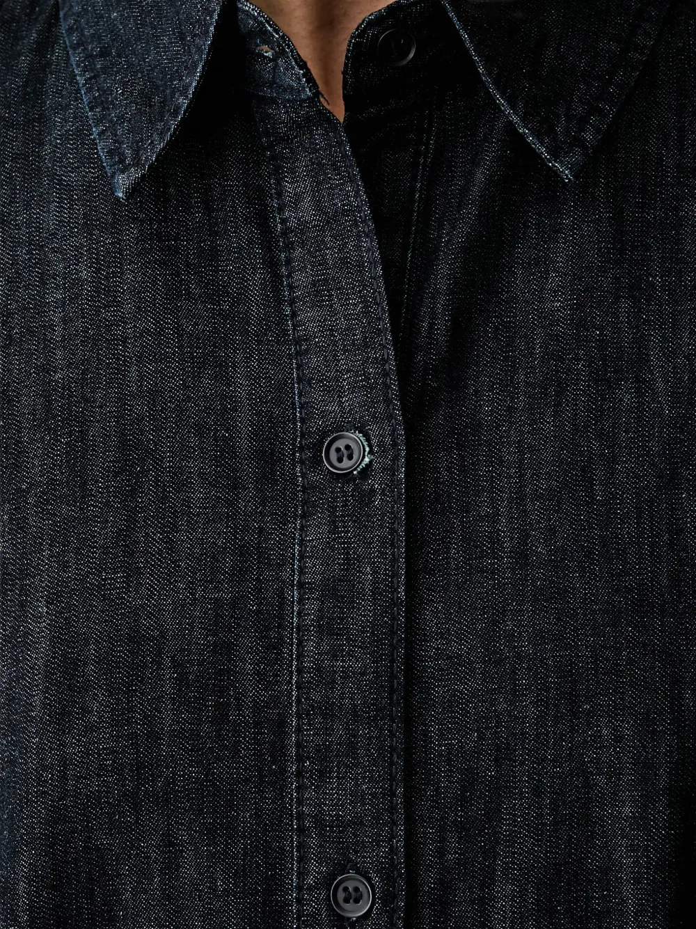 Benetton Denim midi-jurk met korte mouwen en knopen Blauw