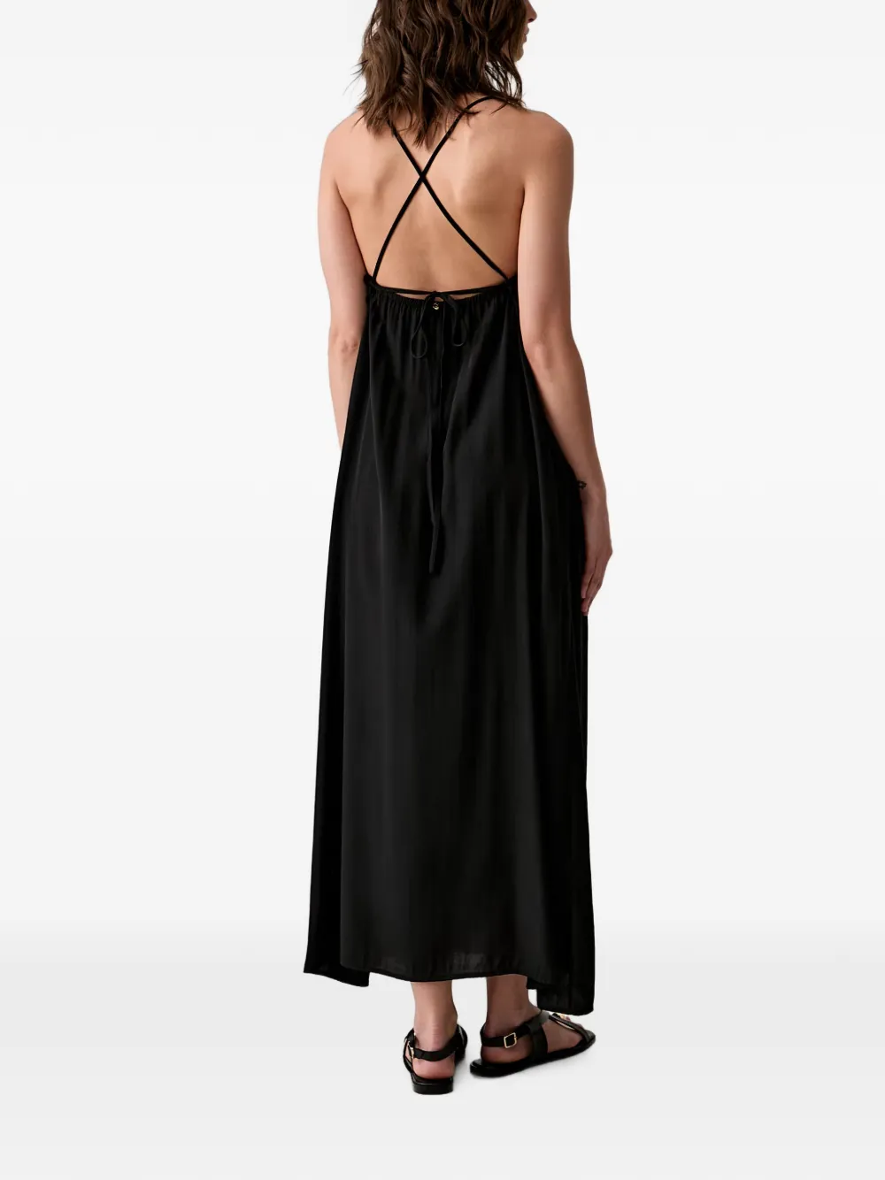 Benetton Mouwloze maxi-dress met gekruiste bandjes Zwart