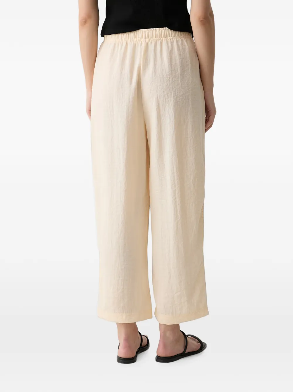 Benetton Cropped broek met rechte pijpen en trekkoordtaille Wit