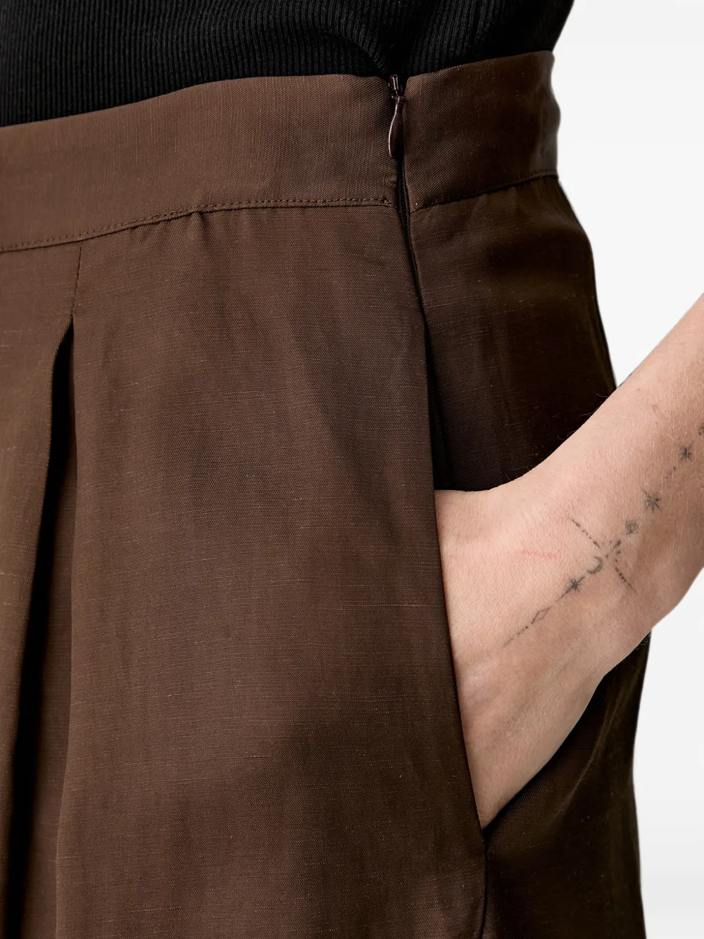 VICOLO Cropped broek met wijde pijpen Bruin