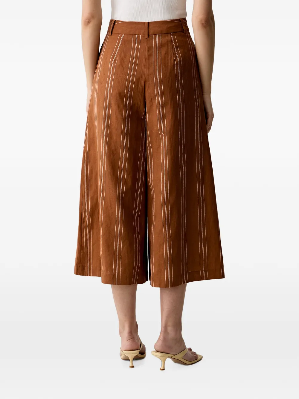 Benetton Cropped palazzobroek met verticale streep Bruin