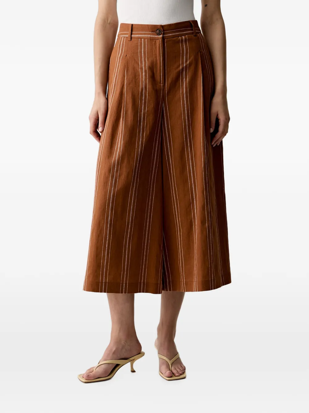 Benetton vertical-stripe cropped palazzo pants