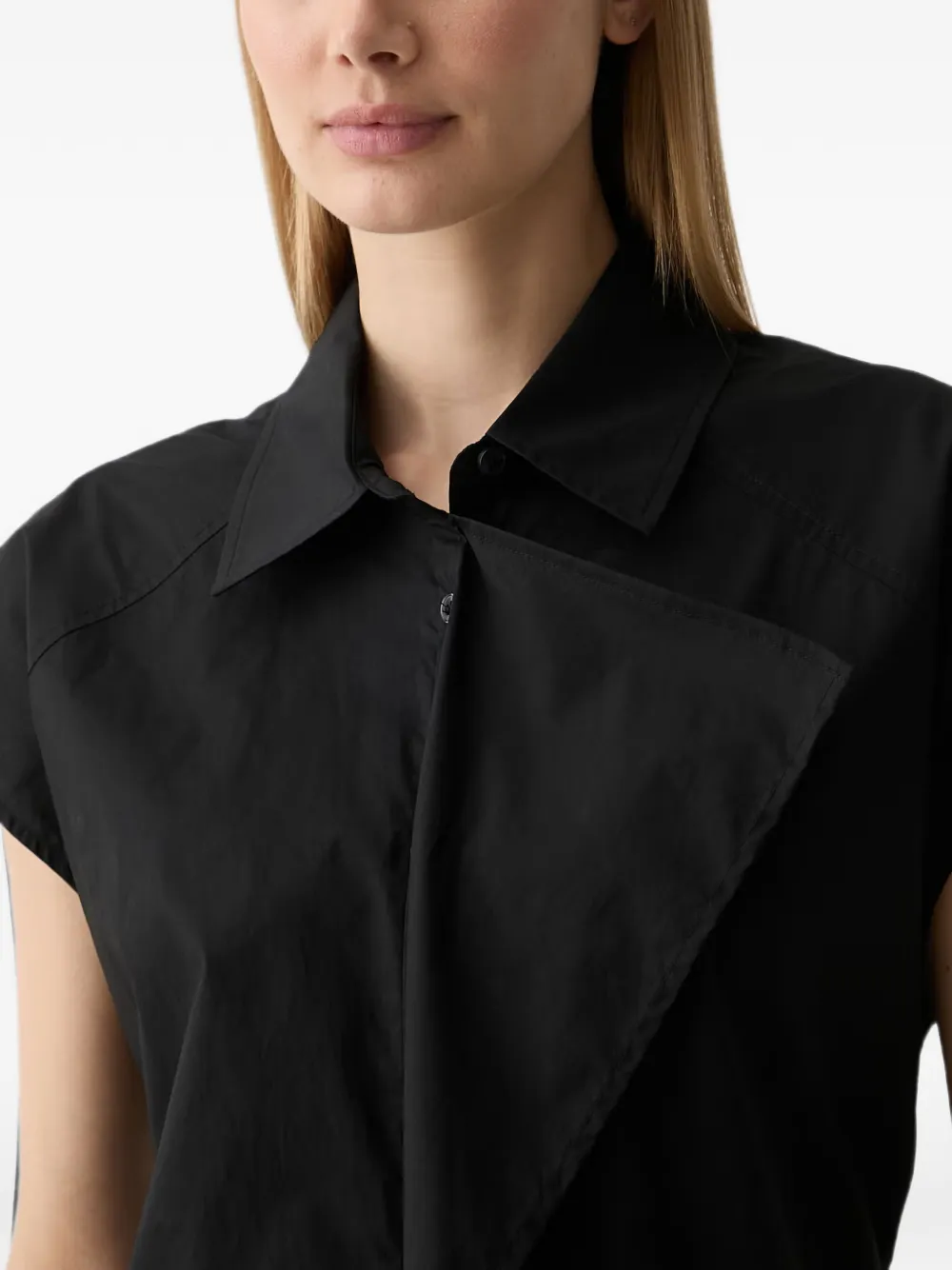 Benetton Mouwloze midi-blousejurk met gestrikte ceintuur Zwart