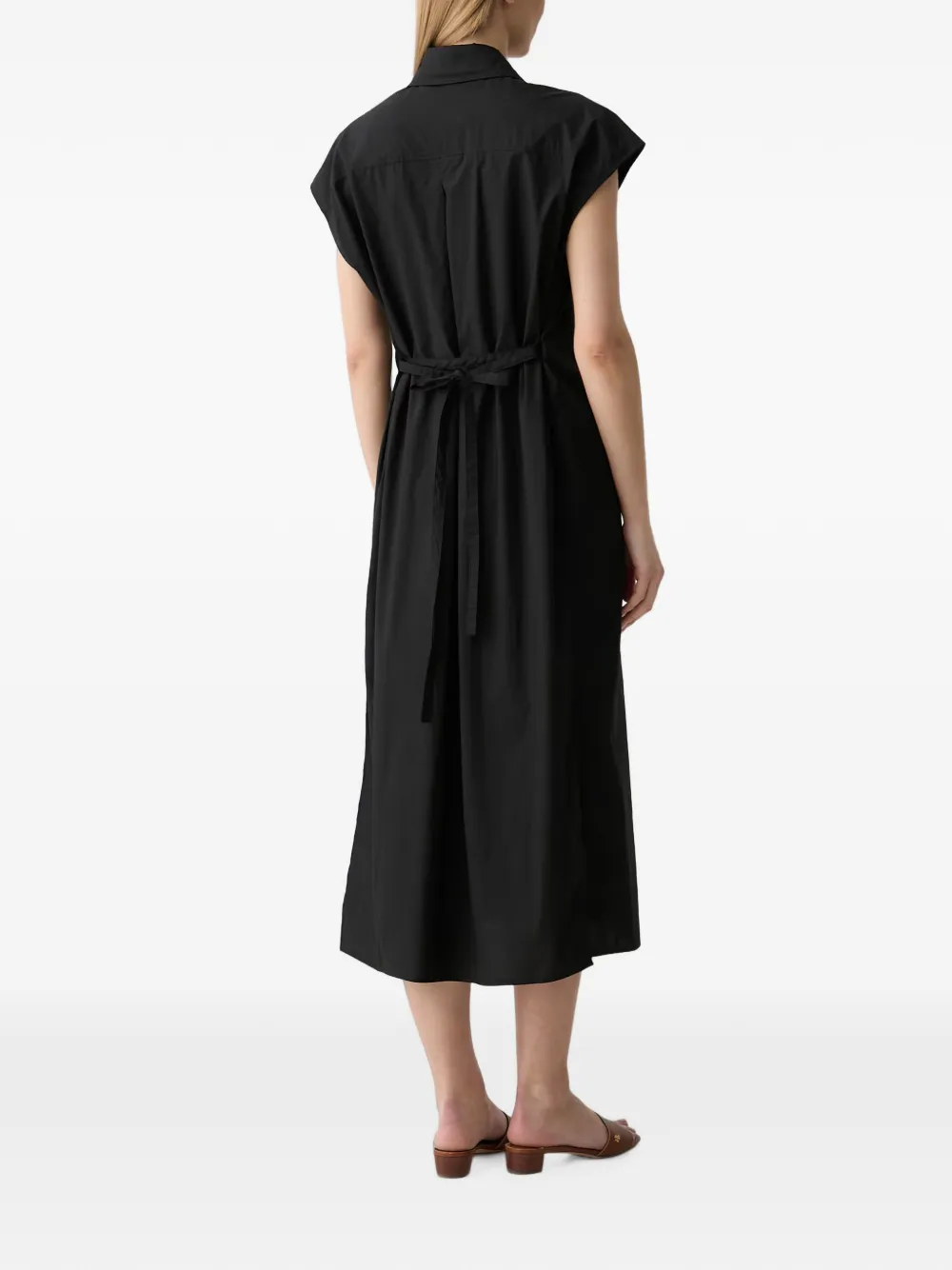 Benetton Mouwloze midi-blousejurk met gestrikte ceintuur Zwart