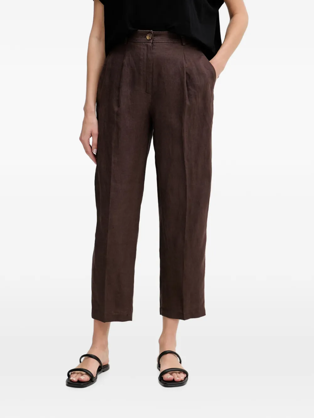 Benetton pleated straight-leg cropped trousers · 40