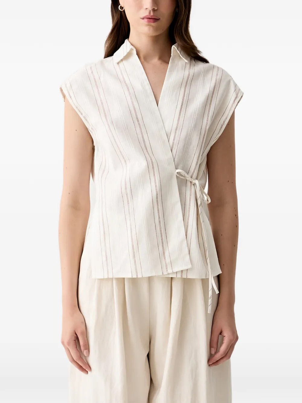 Benetton striped wrap-style blouse - Bianco