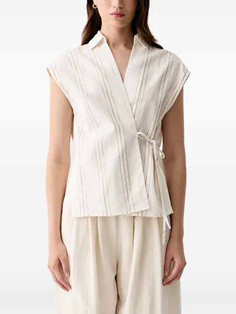 Benetton blusa con diseño cruzado y motivo de rayas