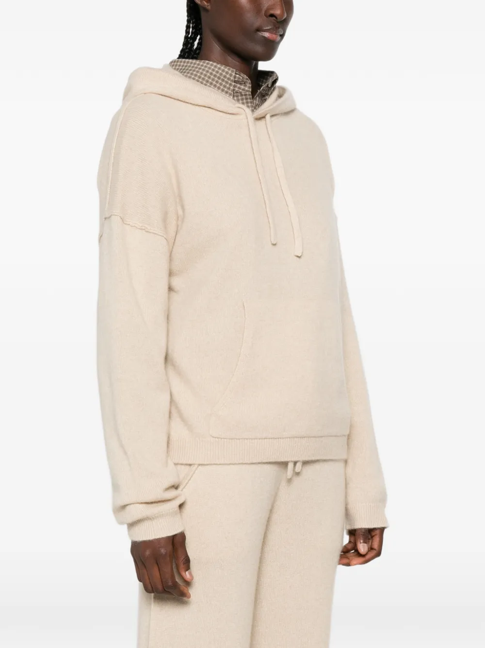 7 For All Mankind Hoodie met trekkoord en buidelzak Beige