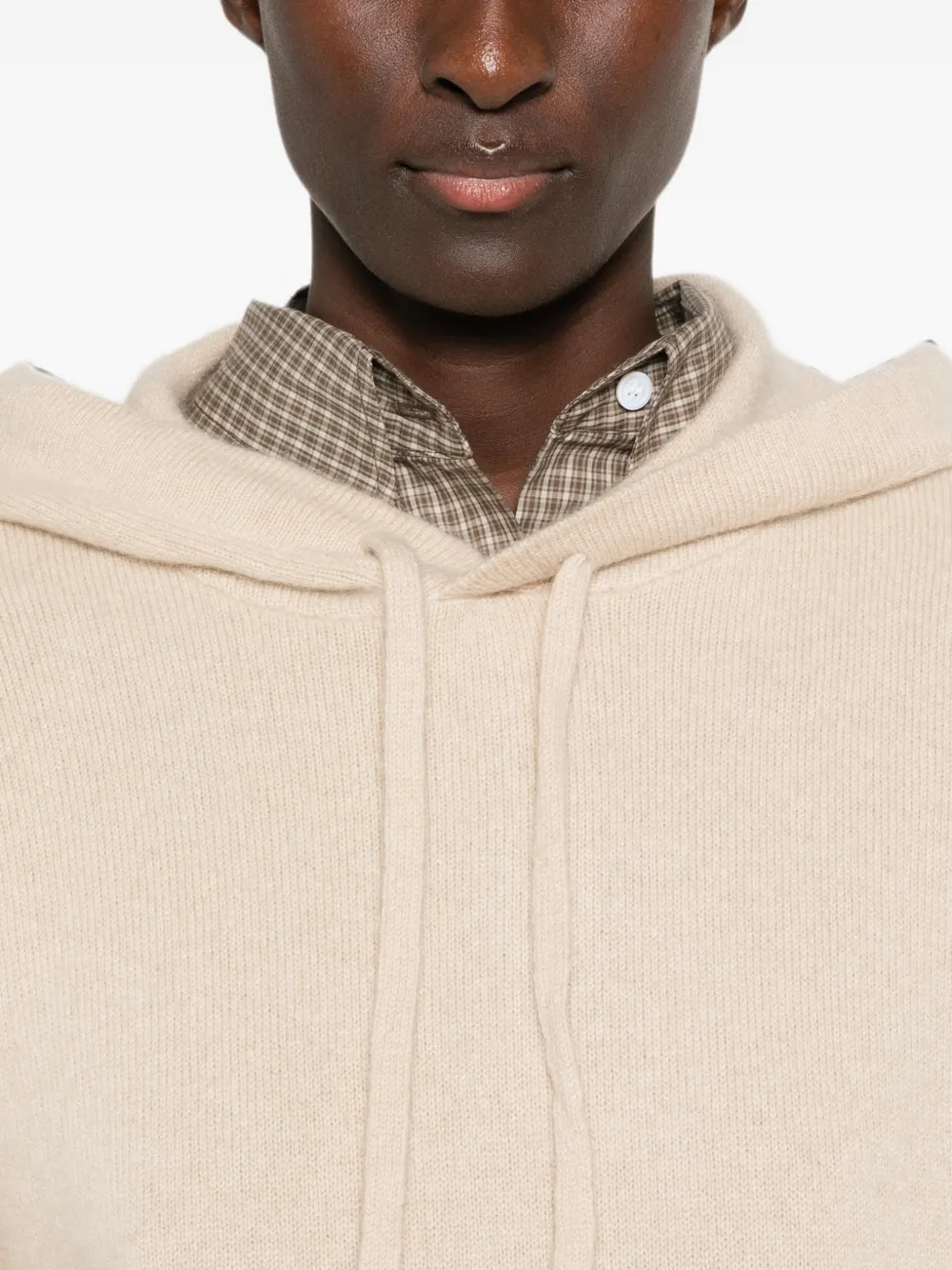 7 For All Mankind Hoodie met trekkoord en buidelzak Beige