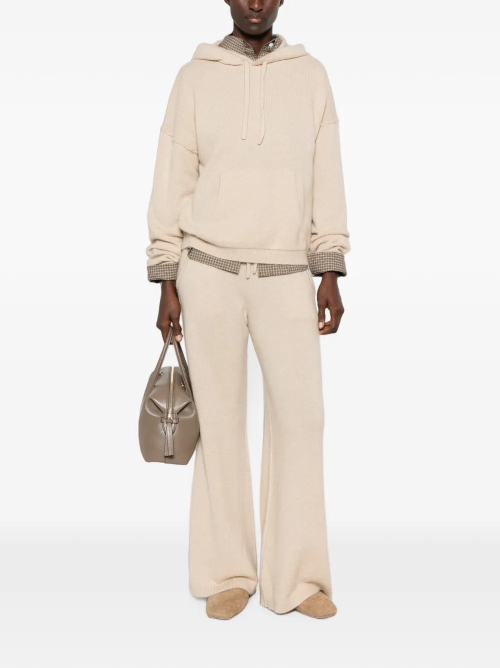 7 For All Mankind Hoodie met trekkoord en buidelzak Beige