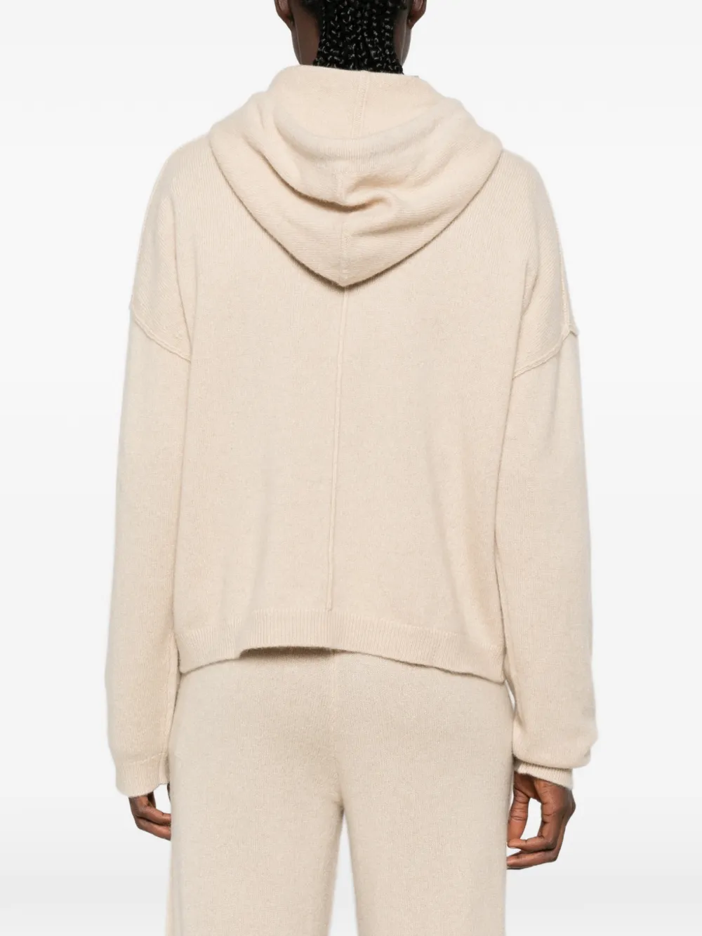 7 For All Mankind Hoodie met trekkoord en buidelzak Beige